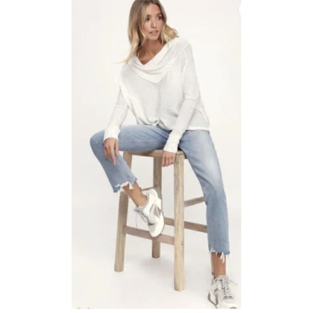 We The Free White Cowl Neck Jersey Top